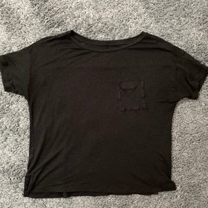 Boxy Boyfriend Fit Black T-Shirt Pocket Uniqulo